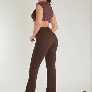 REVICE Rust High-Waisted Flare Pants